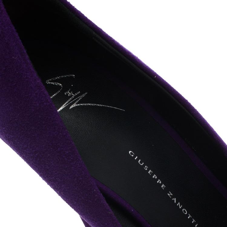 Pre Owned Giuseppe Zanotti Purple Suede Ankle Strap Platform Pumps Size 40
