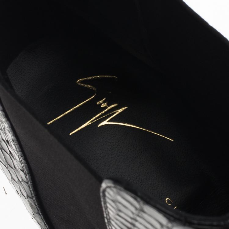 Pre Owned Giuseppe Zanotti Black Python Embossed Leather Ankle Boots Size 40