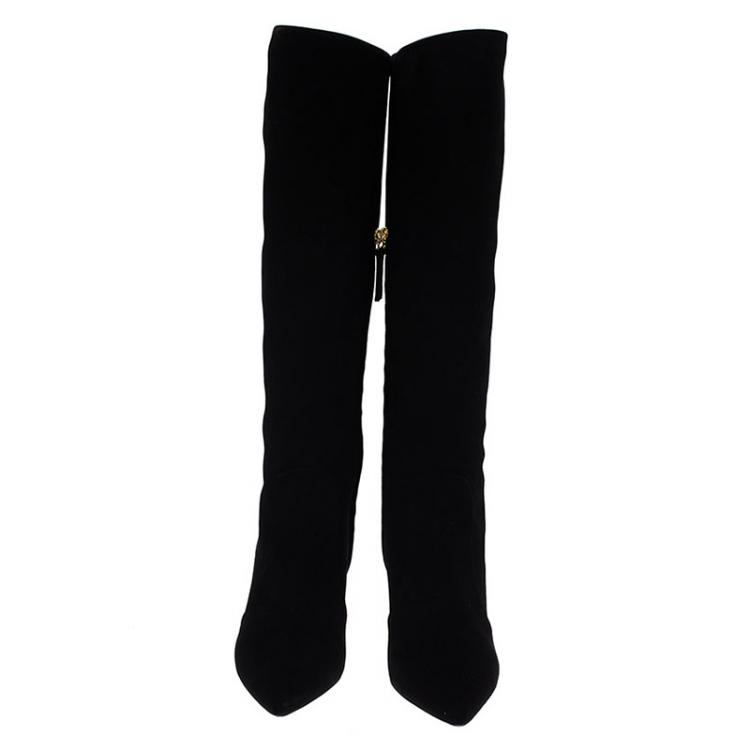 Pre Owned Giuseppe Zanotti Black Suede Knee Boots Size 39