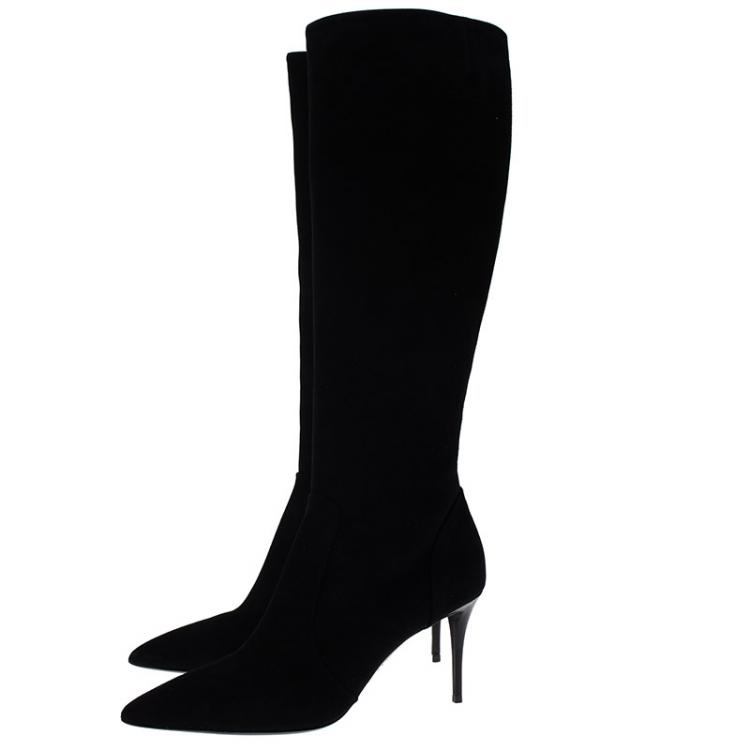 Pre Owned Giuseppe Zanotti Black Suede Knee Boots Size 39