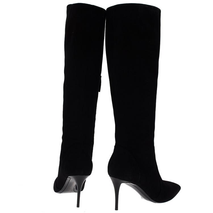 Pre Owned Giuseppe Zanotti Black Suede Knee Boots Size 39