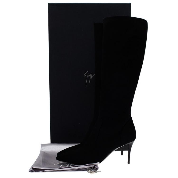 Pre Owned Giuseppe Zanotti Black Suede Knee Boots Size 39