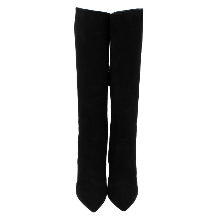 Pre Owned Giuseppe Zanotti Black Suede Knee Boots Size 37