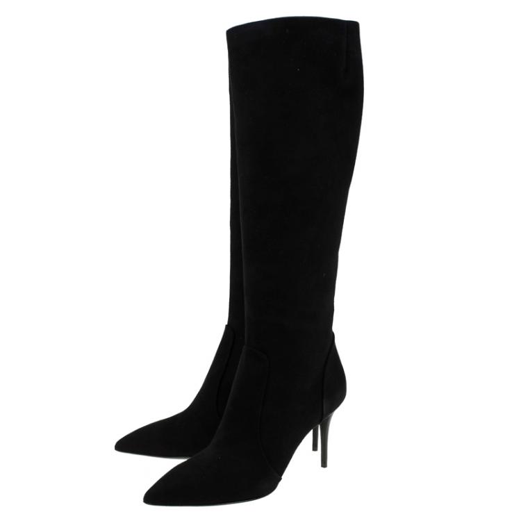 Pre Owned Giuseppe Zanotti Black Suede Knee Boots Size 37