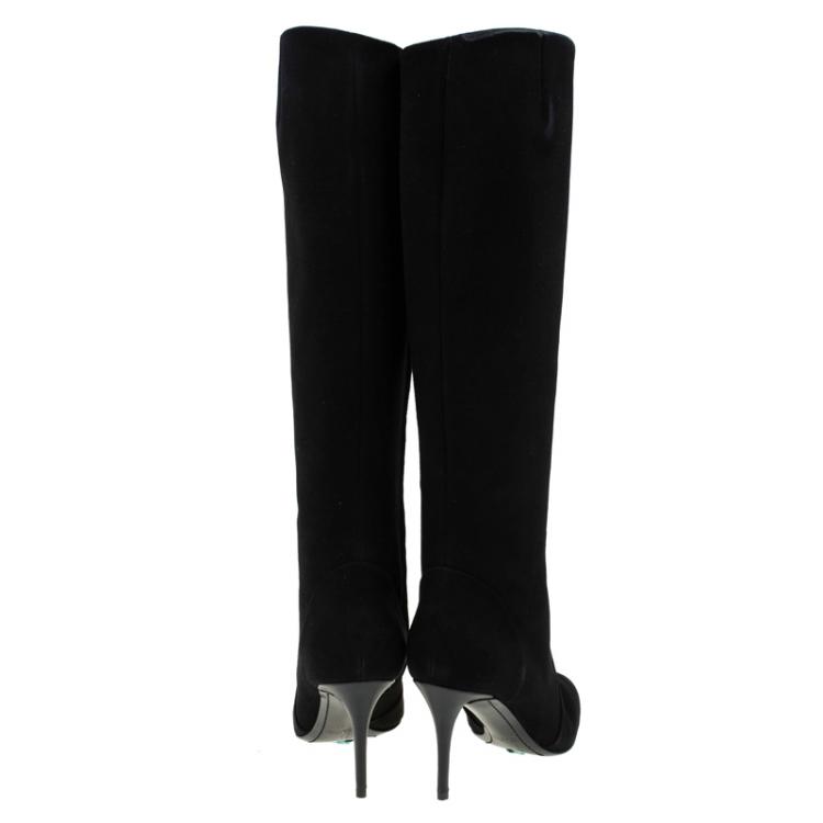 Pre Owned Giuseppe Zanotti Black Suede Knee Boots Size 37