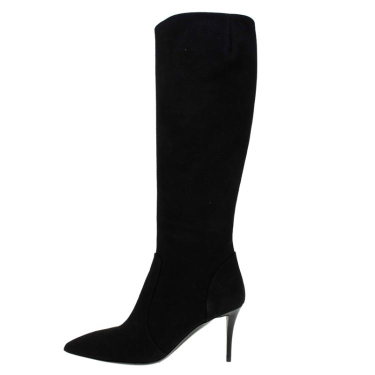 Pre Owned Giuseppe Zanotti Black Suede Knee Boots Size 41