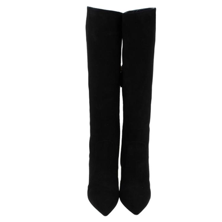 Pre Owned Giuseppe Zanotti Black Suede Knee Boots Size 41
