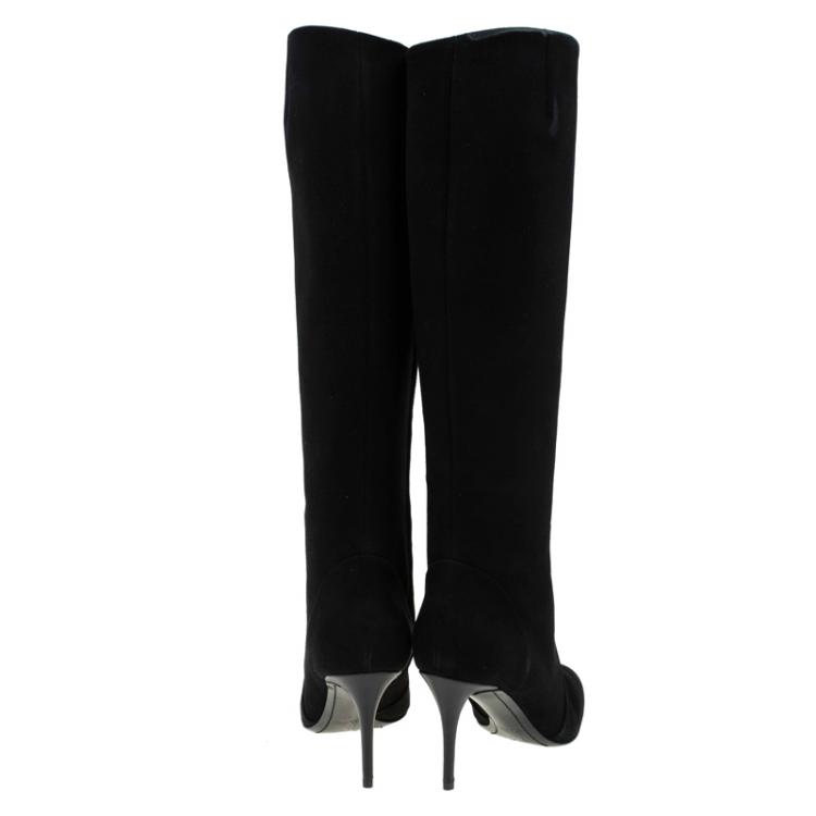 Pre Owned Giuseppe Zanotti Black Suede Knee Boots Size 41