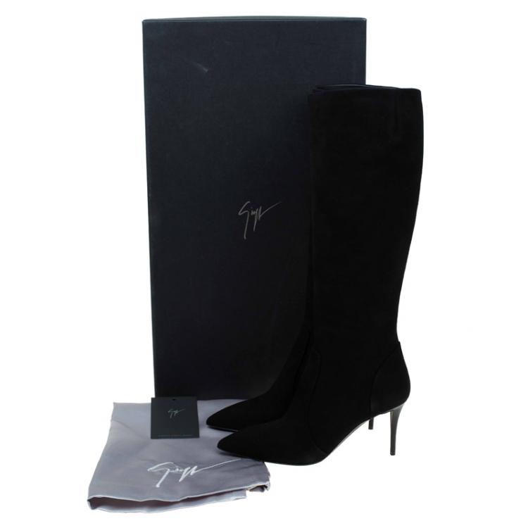 Pre Owned Giuseppe Zanotti Black Suede Knee Boots Size 41