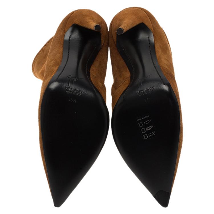 Pre Owned Giuseppe Zanotti Brown Suede Ankle Boots Size 38.5