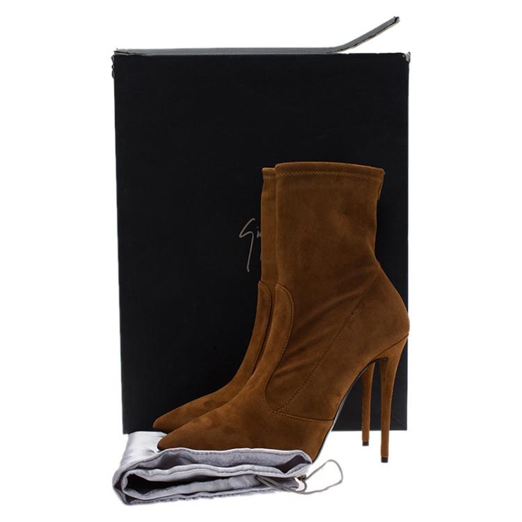 Pre Owned Giuseppe Zanotti Brown Suede Ankle Boots Size 38.5