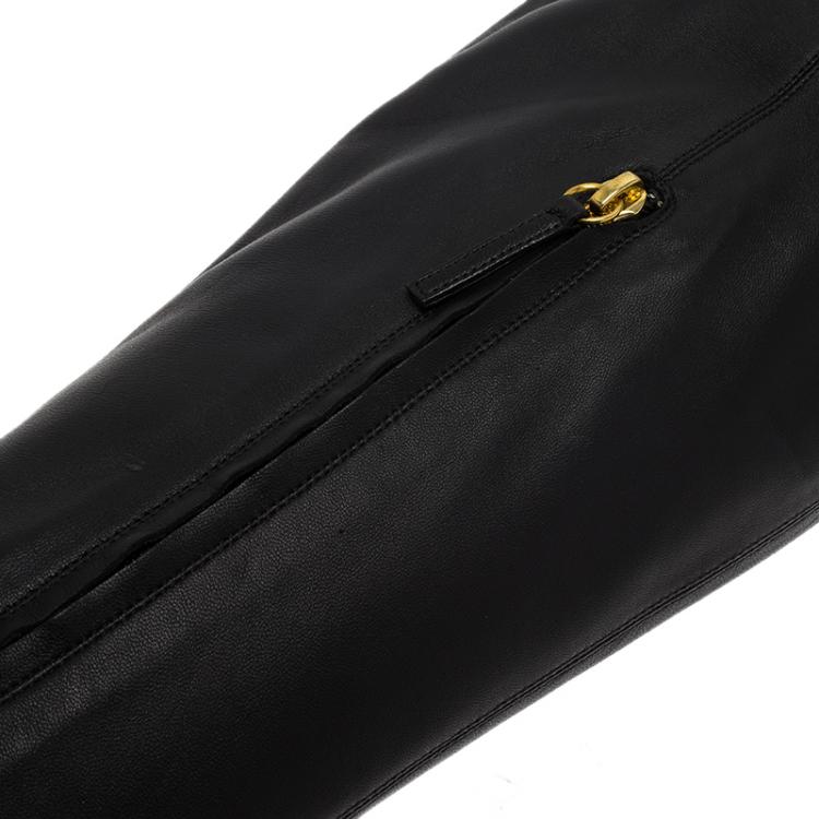 Pre Owned Giuseppe Zanotti Black Leather Pointed Wedge Over the Knee Boots Size 40