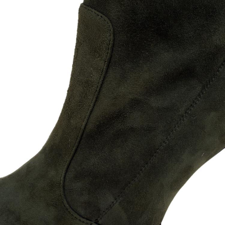 Pre Owned Giuseppe Zanotti Khaki Suede Ankle Boots Size 39