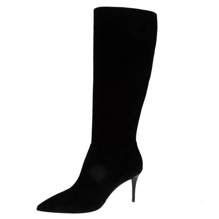 Pre Owned Giuseppe Zanotti Black Suede Knee Boots Size 38