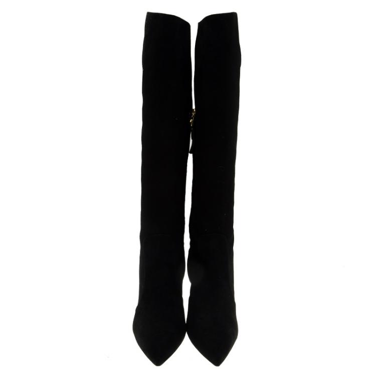 Pre Owned Giuseppe Zanotti Black Suede Knee Boots Size 38