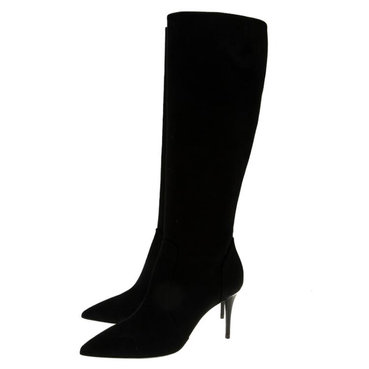 Pre Owned Giuseppe Zanotti Black Suede Knee Boots Size 38