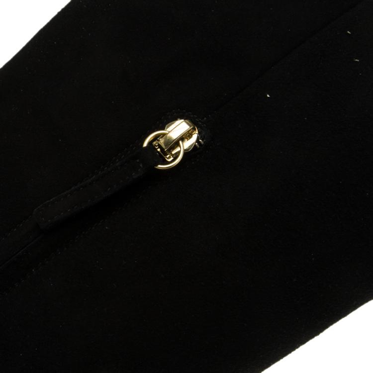 Pre Owned Giuseppe Zanotti Black Suede Knee Boots Size 38