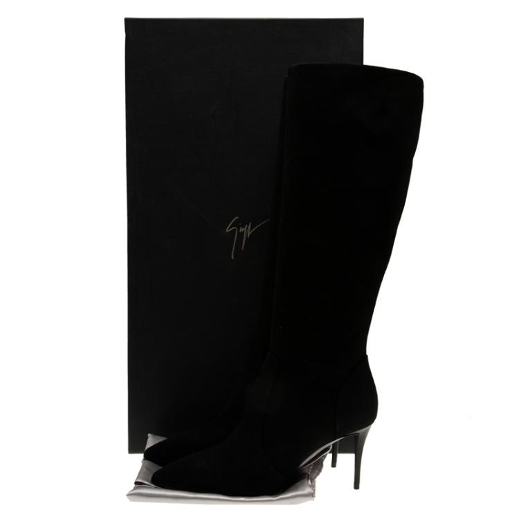 Pre Owned Giuseppe Zanotti Black Suede Knee Boots Size 38