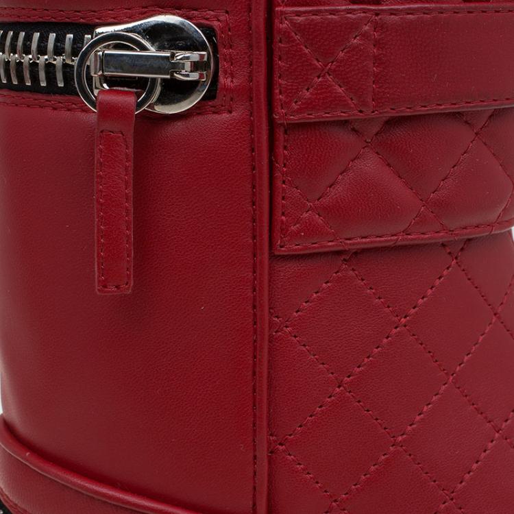 Pre Owned Giuseppe Zanotti Red Quilted Leather Olinda Zipper Detail Ankle Boots Size 37