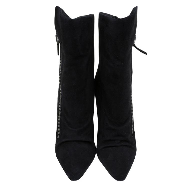 Pre Owned Giuseppe Zanotti Black Suede Wedge Ankle Boots Size 38