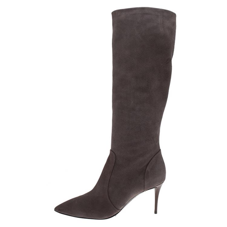 Pre Owned Giuseppe Zanotti Beige Suede Knee Boots Size 40