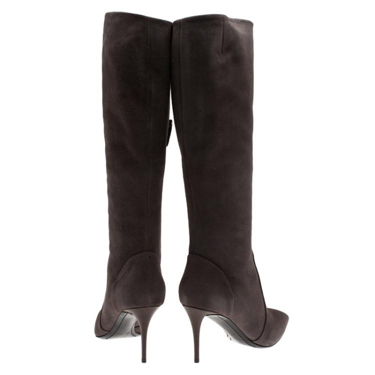 Pre Owned Giuseppe Zanotti Beige Suede Knee Boots Size 40