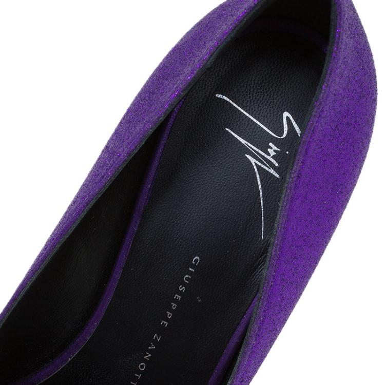 مملوكة مسب�قًا Giuseppe Zanotti Purple Glitter Olinda V Throat Pumps Size 38
