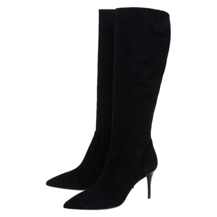 Pre Owned Giuseppe Zanotti Black Suede Knee Boots Size 37