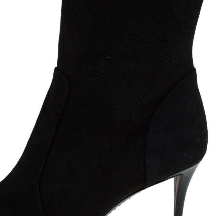 Pre Owned Giuseppe Zanotti Black Suede Knee Boots Size 37