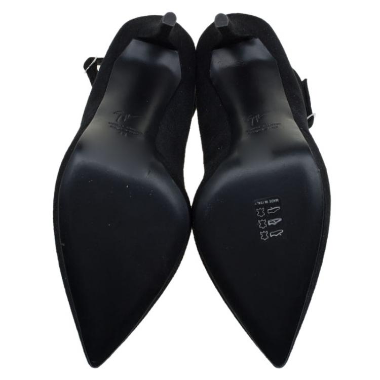 Pre Owned Giuseppe Zanotti Black Suede Ankle Strap Platform Pumps Size 41