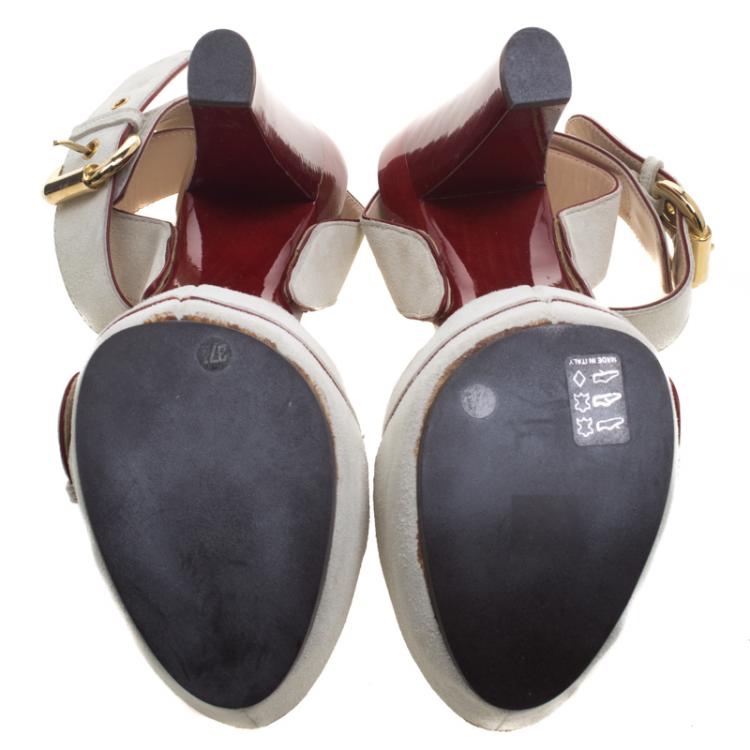 Pre Owned Giuseppe Zanotti White Suede Peep Toe Ankle Strap Clog Sandals Size 37.5