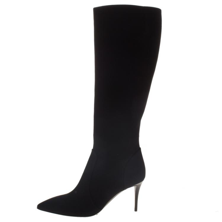 Pre Owned Giuseppe Zanotti Black Suede Knee Boots Size 37.5