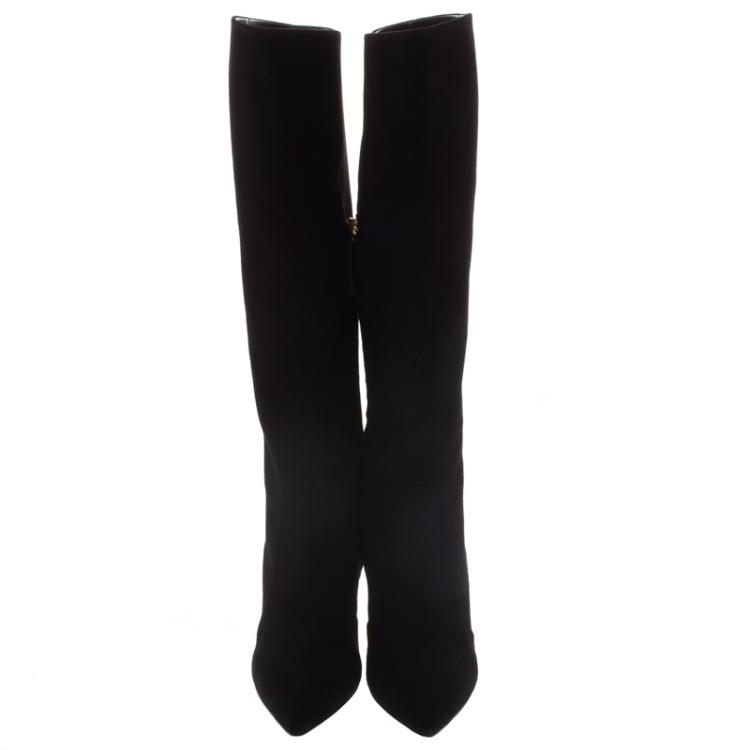 Pre Owned Giuseppe Zanotti Black Suede Knee Boots Size 37.5