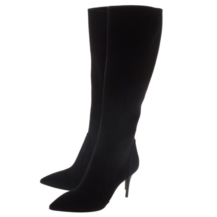 Pre Owned Giuseppe Zanotti Black Suede Knee Boots Size 37.5