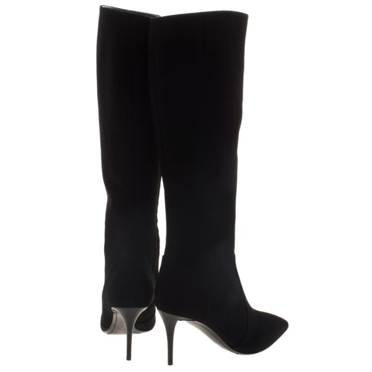 Pre Owned Giuseppe Zanotti Black Suede Knee Boots Size 37.5