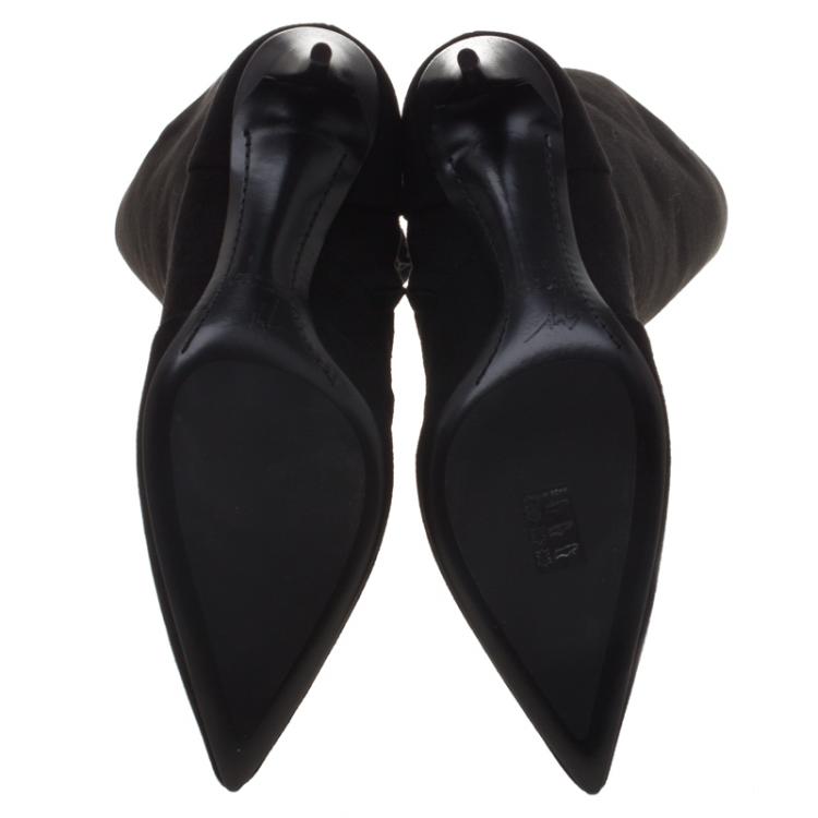 Pre Owned Giuseppe Zanotti Black Suede Knee Boots Size 37.5