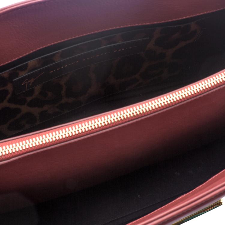 Pre Owned Giuseppe Zanotti Red Leather Angelina Top Handle Bag