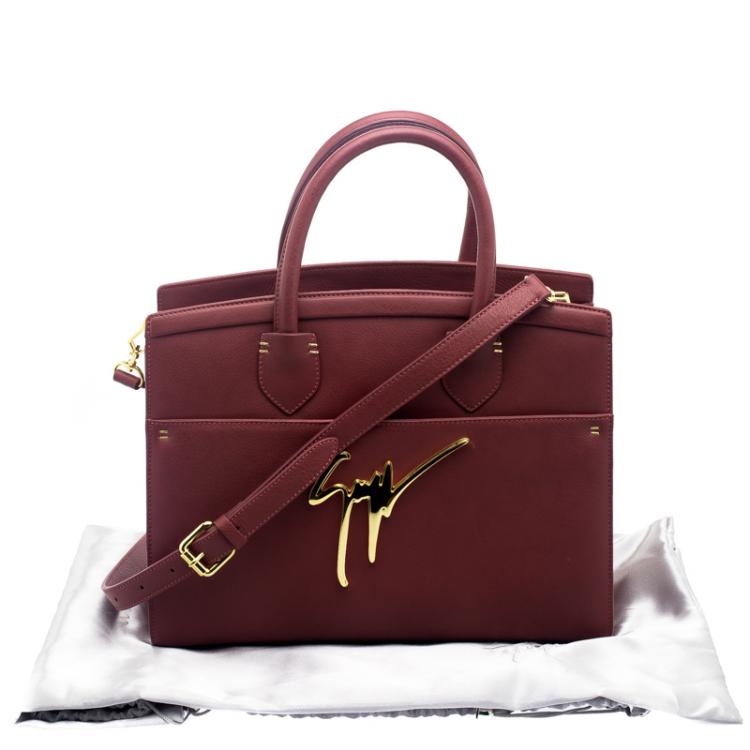 Pre Owned Giuseppe Zanotti Red Leather Angelina Top Handle Bag