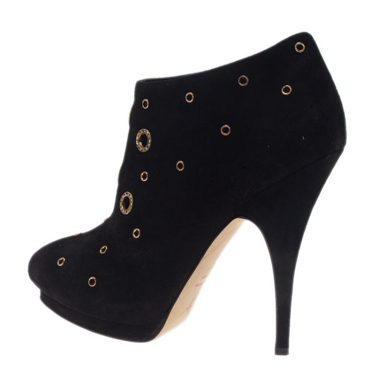 Pre Owned Giuseppe Zanotti Black Suede Booties Size 42