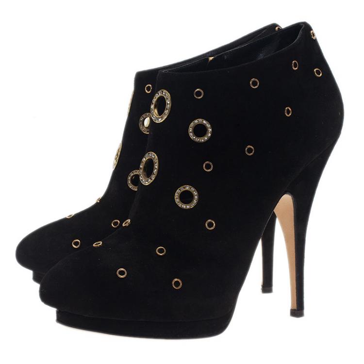 Pre Owned Giuseppe Zanotti Black Suede Booties Size 42