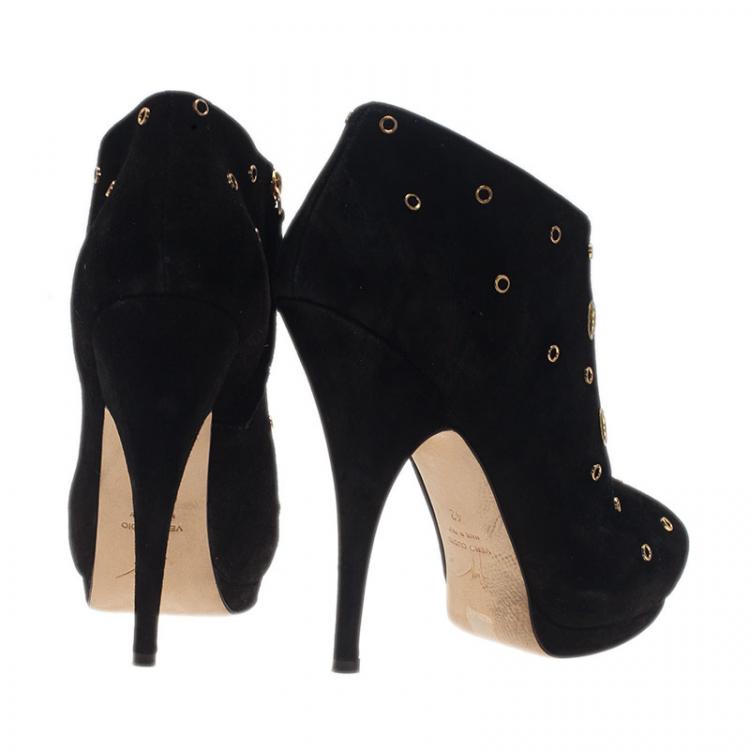 Pre Owned Giuseppe Zanotti Black Suede Booties Size 42