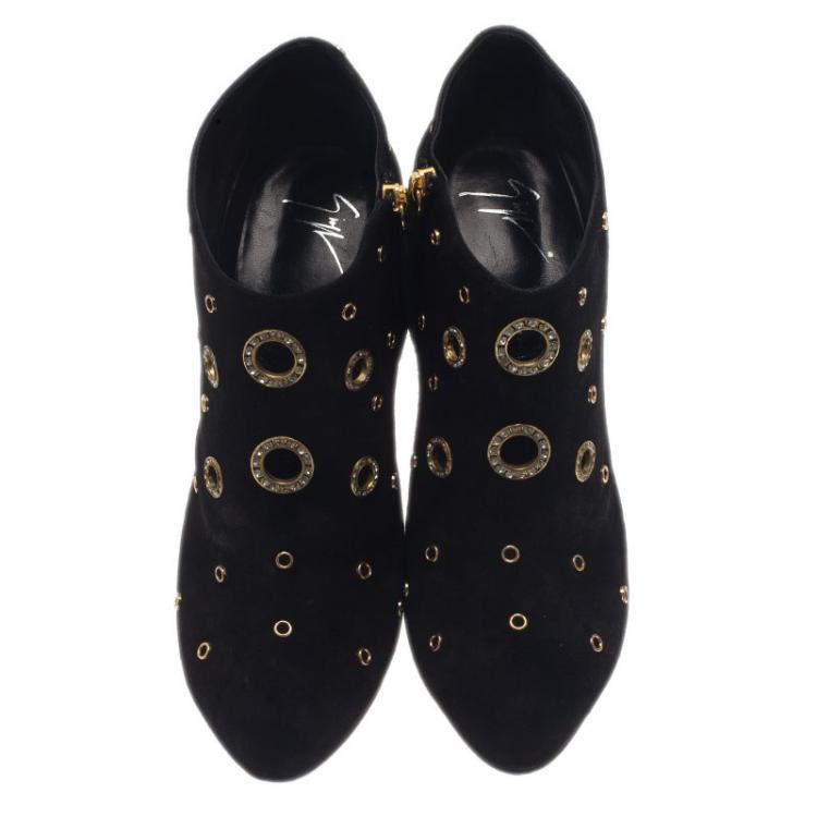 Pre Owned Giuseppe Zanotti Black Suede Booties Size 42
