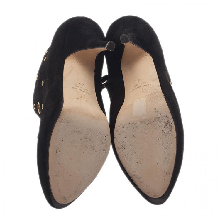 Pre Owned Giuseppe Zanotti Black Suede Booties Size 42