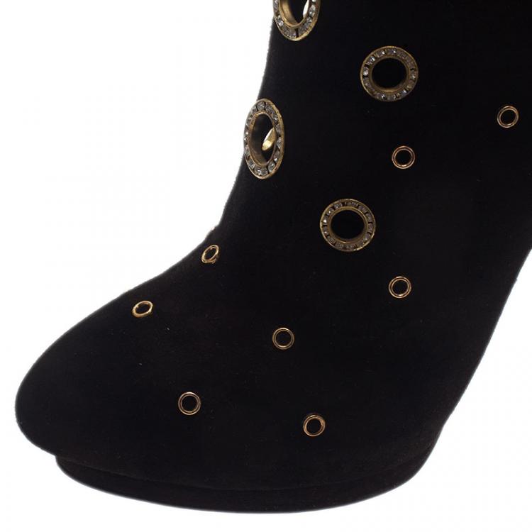 Pre Owned Giuseppe Zanotti Black Suede Booties Size 42