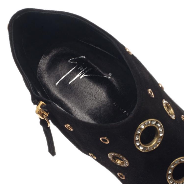 Pre Owned Giuseppe Zanotti Black Suede Booties Size 42