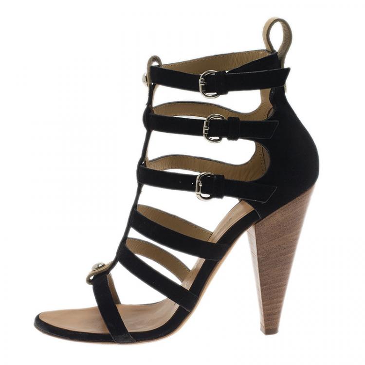 Pre Owned Giuseppe Zanotti Black Suede Strappy Gladiator Sandals Size 36 
