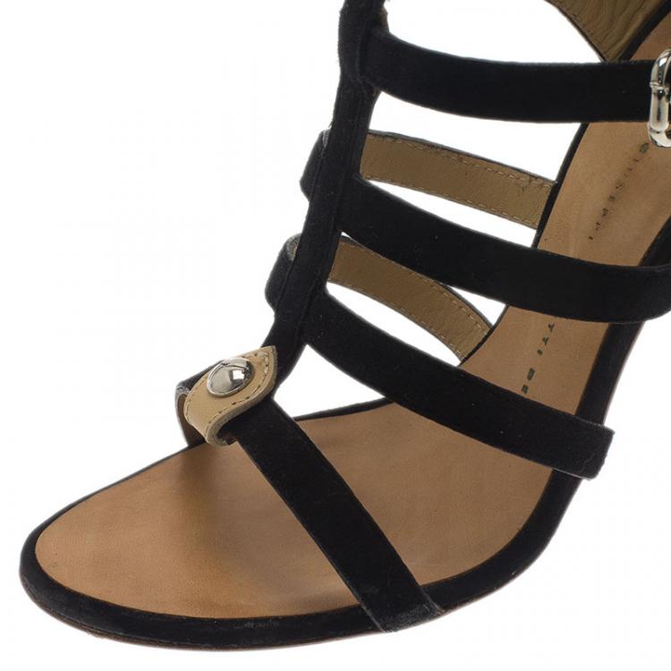 Pre Owned Giuseppe Zanotti Black Suede Strappy Gladiator Sandals Size 36 