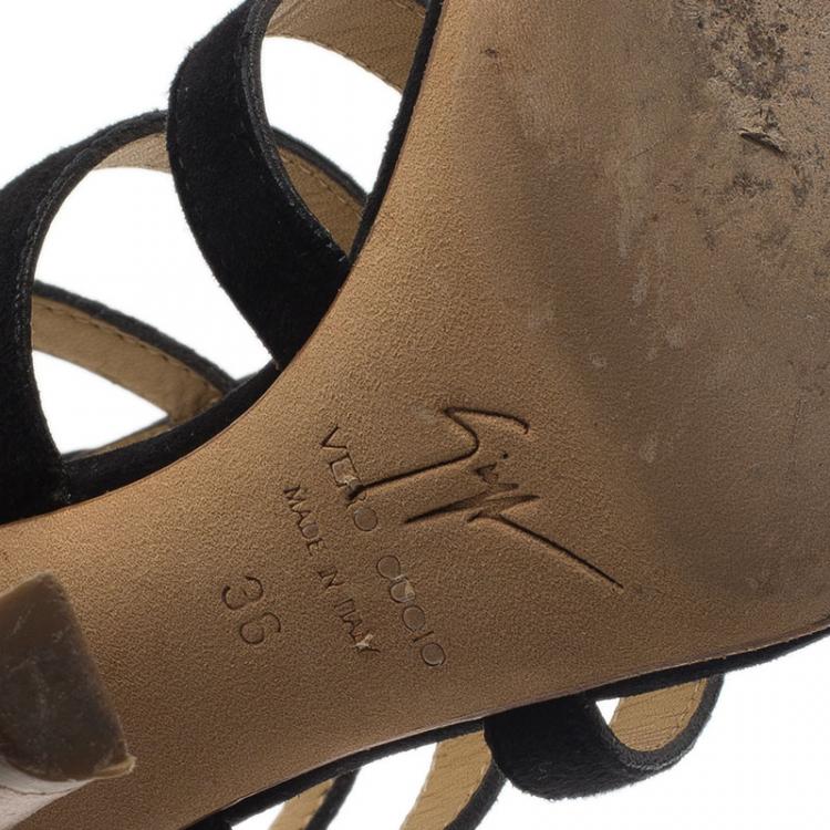 Pre Owned Giuseppe Zanotti Black Suede Strappy Gladiator Sandals Size 36 
