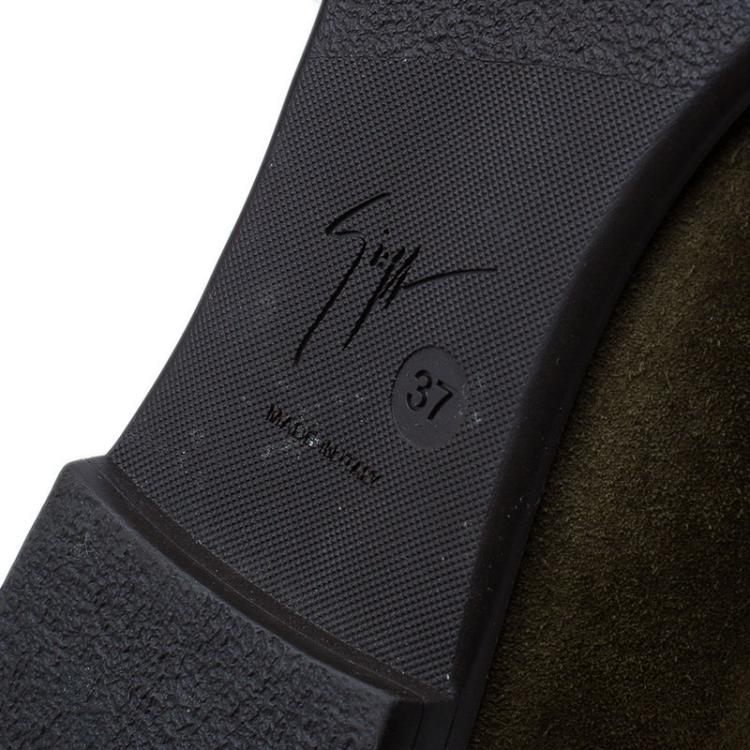 Pre Owned Giuseppe Zanotti Green Suede Over the Knee Boots Size 37