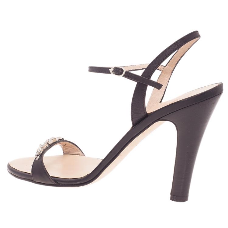 Pre Owned Giuseppe Zanotti Grey Jeweled Suede Sandals Size 38.5